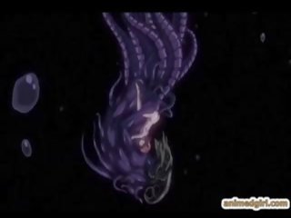 Miela anime coeds prigautas ir išgręžtas iki tentacles monstras
