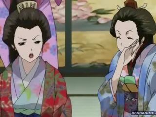 A zavezani geisha dobil a mokro kapljanje smashing da trot muca