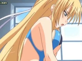 Blonde hentai nymphet rubs penis