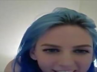 Blue hair busty divinity on webcam