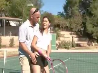 Hårdporr kön video- vid den tenis domstol